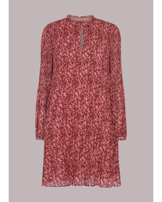 Whistles Red Speckled Fleck Plisse Dress
