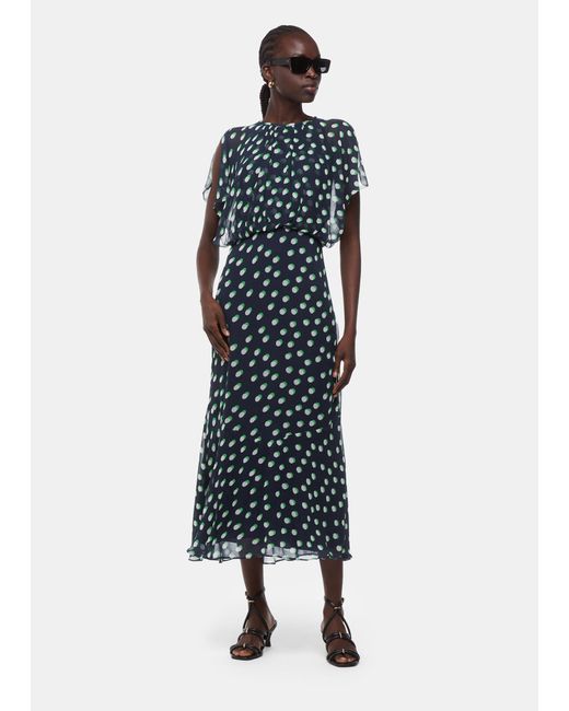 Whistles Blue Moon Spot Print Midi Dress