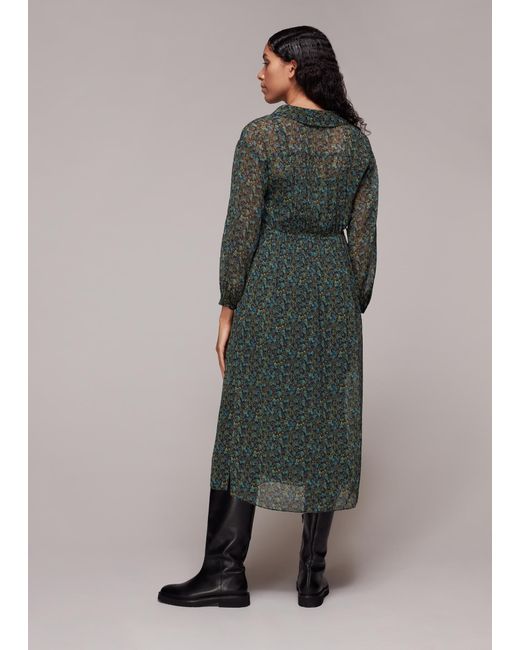 Whistles Multicolor Stitch Floral Print Midi Dress