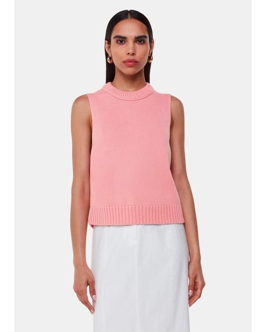 Whistles Red Indie Rib Detail Tank