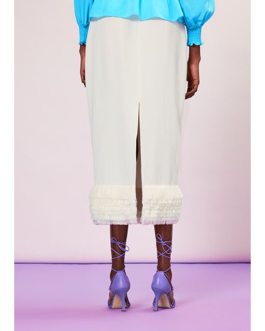 Whistles Blue Fringe Detail Skirt