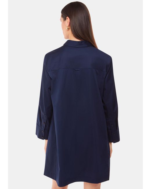 Whistles Blue Lara Cotton Shirt Dress