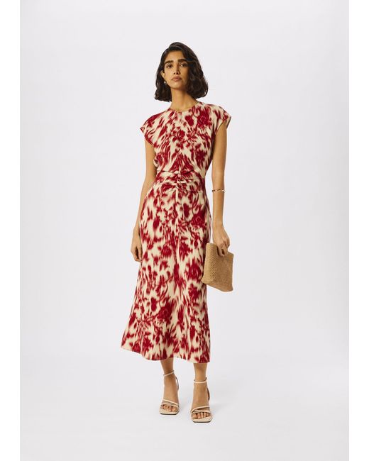 Whistles White Blurred Floral Crepe Dress