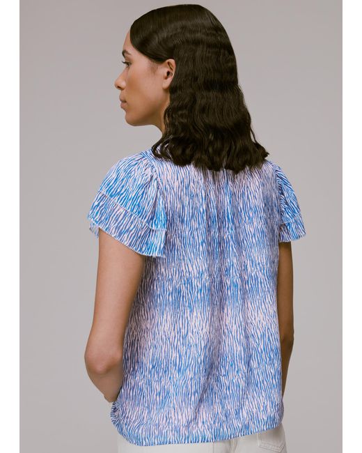 Whistles Blue Tiger Dobby Blouse