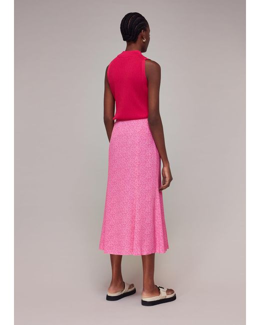 Whistles Pink Diagonal Fleck Button Skirt