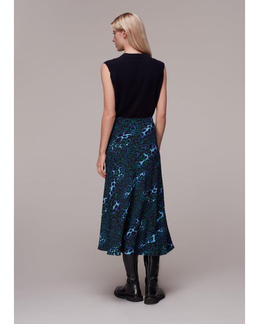Whistles Blue Night Cat Bias Cut Skirt