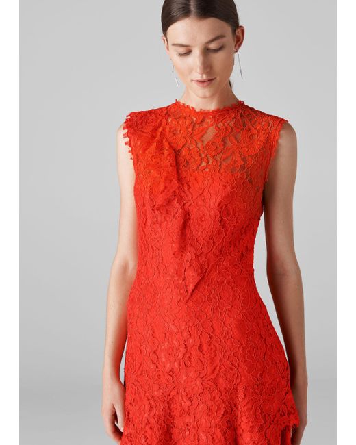 whistles red lace dress