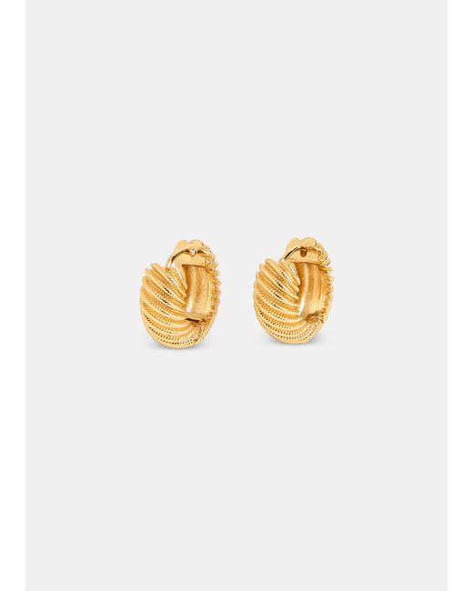 Whistles Brown Mini Textured Hoop Earring