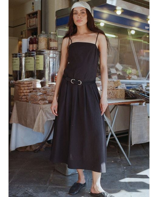 Whistles White Linen Blend Waisted Midi Dress