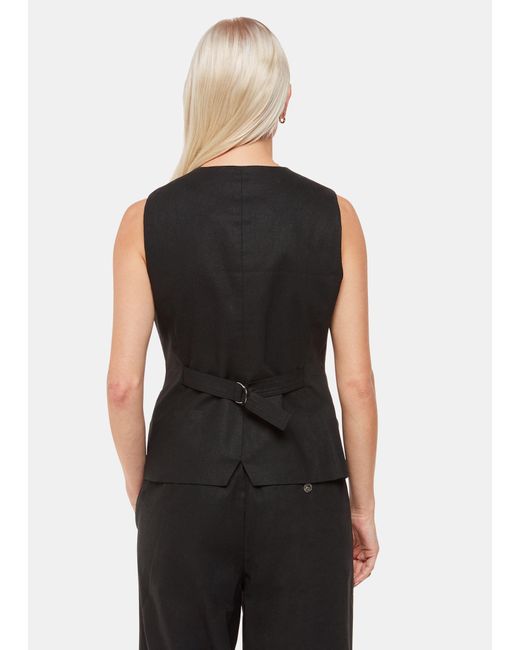 Whistles Black Petite Lindsey Linen Blend Waistcoat