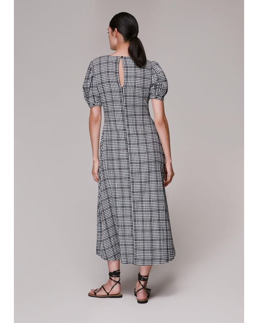Whistles Gray Tabitha Checked Midi Dress