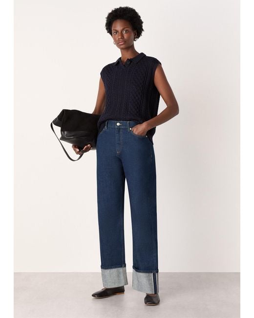 Whistles Blue Selvedge Turn Up Detail Jean