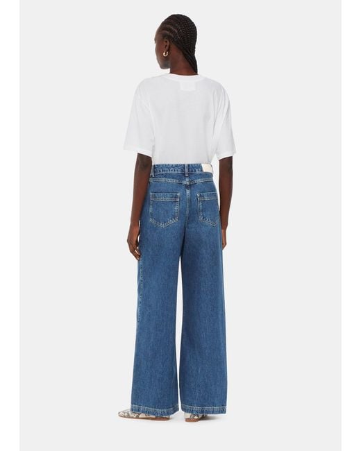Whistles Blue Wide Leg High Waist Jean