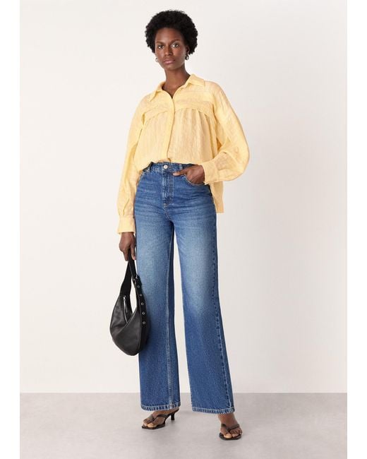 Whistles Natural Textured Frill Detail Blouse