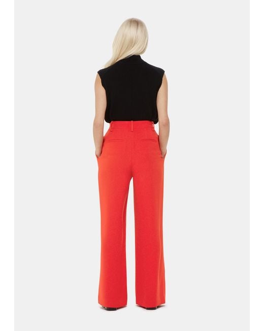 Whistles Red Petite Harper Crepe Wide Leg Trouser