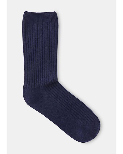 Whistles Blue Cashmere Ribbed Socks
