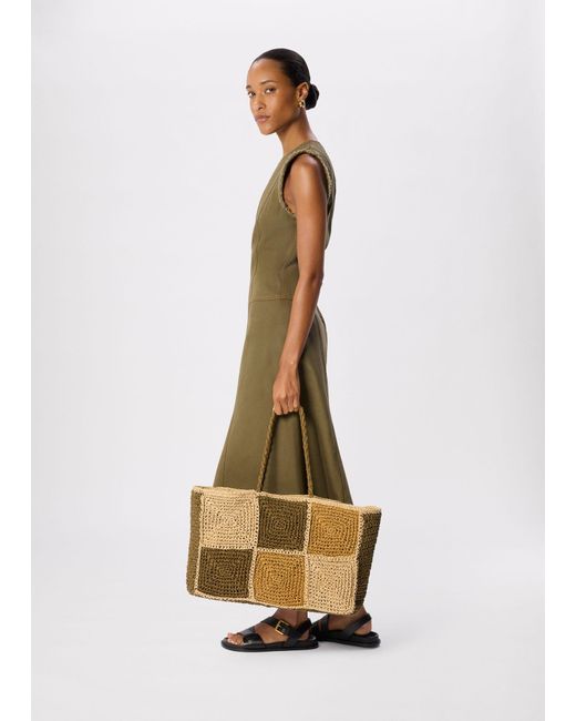Whistles Natural Patchwork Straw Tote Bag