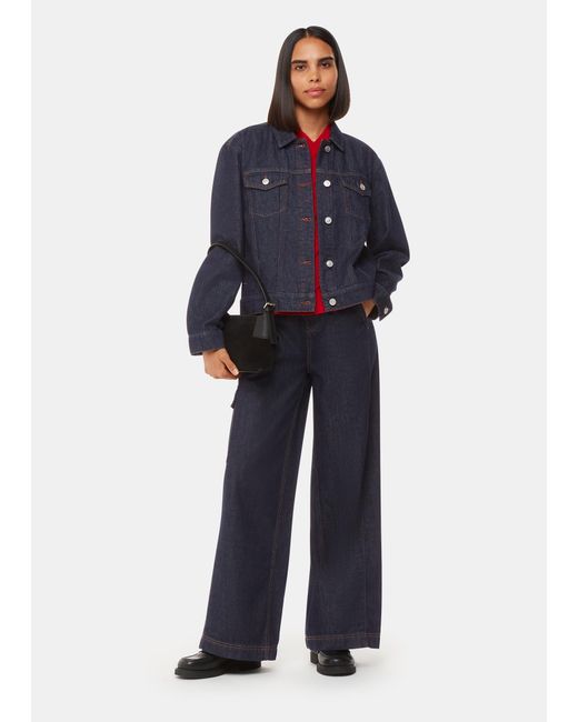 Whistles Blue Relaxed Denim Jacket With Pockets