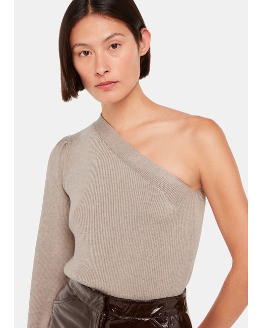 Whistles Gray One Shoulder Knit