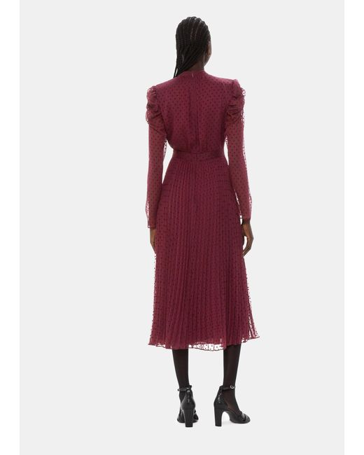 Whistles Red Dobby Velvet Celia Dress