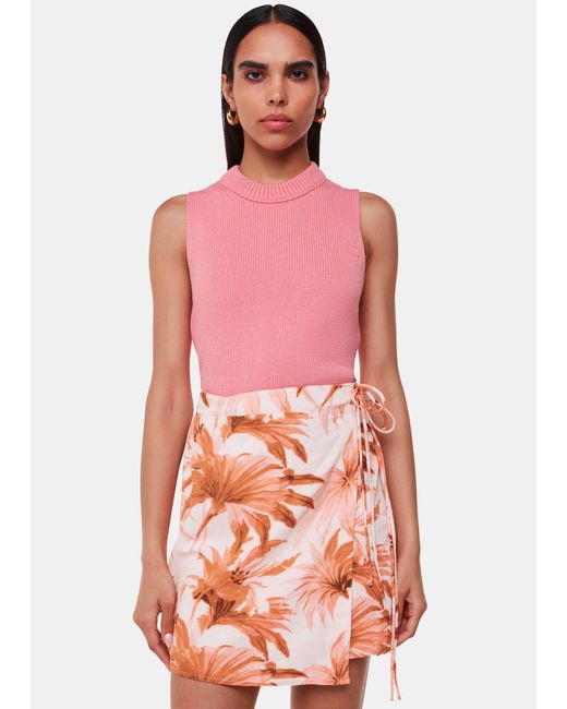 Whistles Red Honolulu Linen Blend Skirt