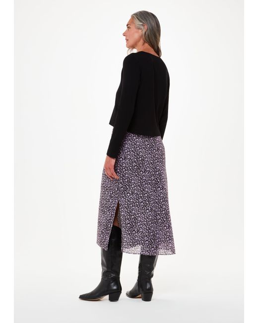 Whistles Purple Daisy Field Side Button Skirt