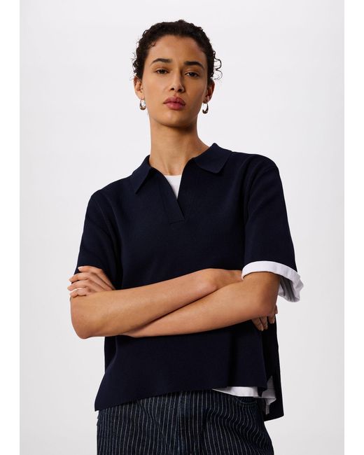 Whistles Blue Collar Detail Knit