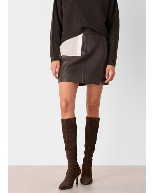 Whistles Black Leather A Line Skirt