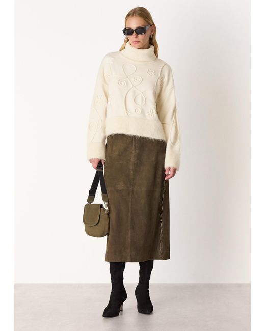 Whistles Natural Wool Embroidered Floral Jumper