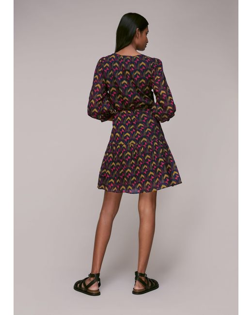 Whistles Brown Geometric Ikat Trapeze Dress