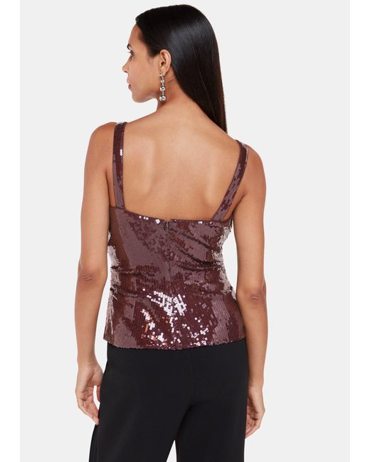 Whistles Red Sequin Cami Top