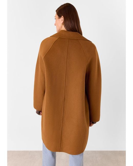 Whistles Brown Julia Wool Double Faced Coat