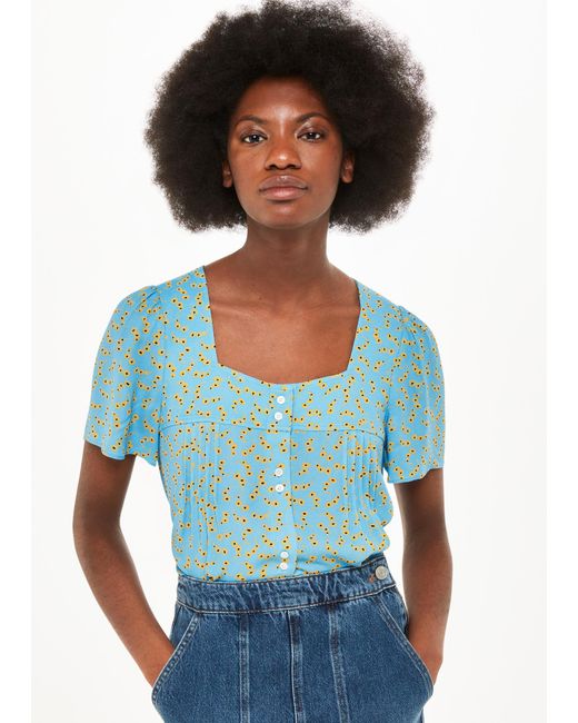 Whistles Blue Floral Crescent Top