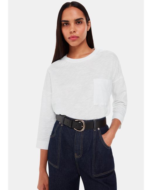 Whistles White Cotton Patch Pocket Top