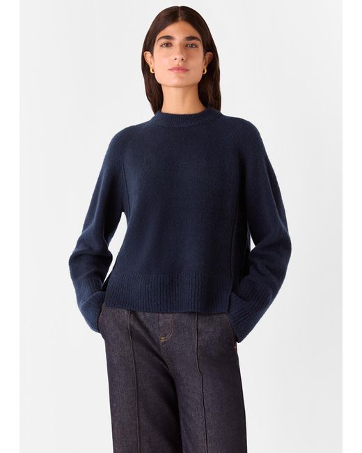Whistles Blue Wool Mix Side Split Knit