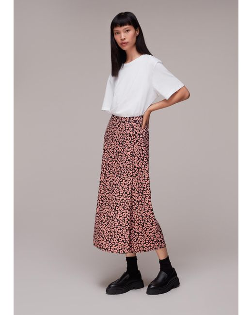 Whistles Pink Fuzzy Leopard Wrap Skirt