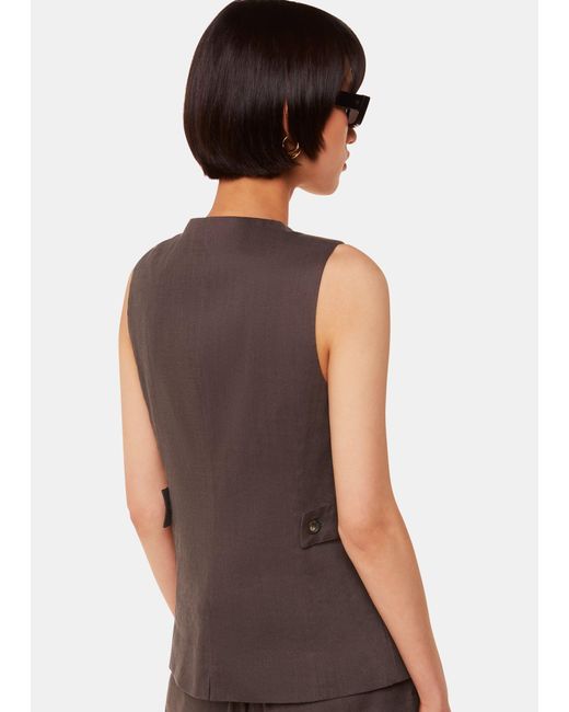 Whistles Gray Mila Linen Blend Waistcoat