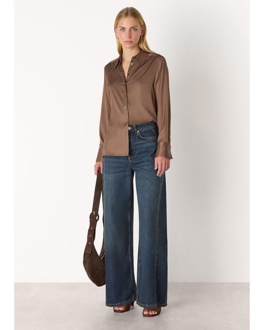 Whistles Brown Metallic Shirt
