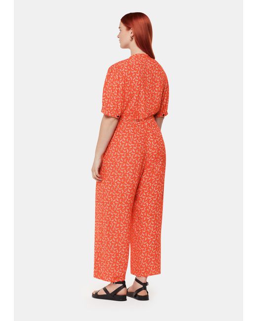Whistles Red Micro Floral Jumpsuit