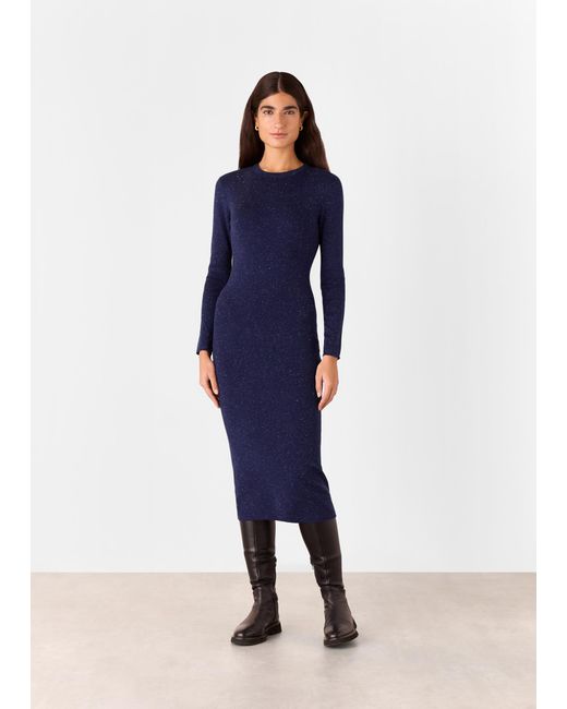 Whistles Blue Annie Sparkle Knit Dress