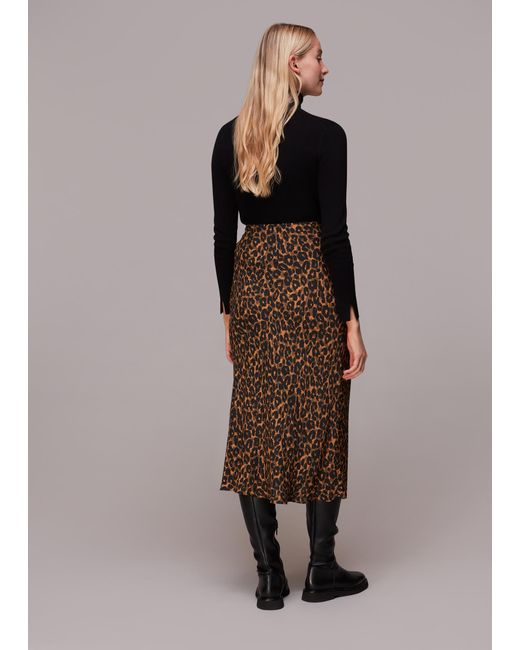 Whistles Brown Classic Leopard Bias Cut Skirt