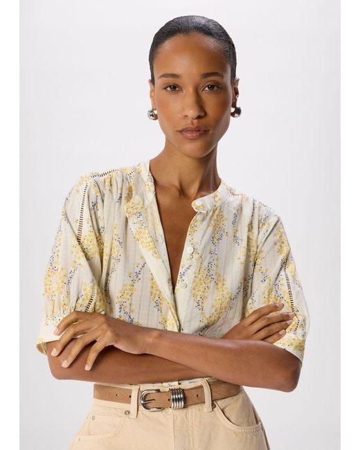 Whistles Natural Ditsy Stem Textured Shirt