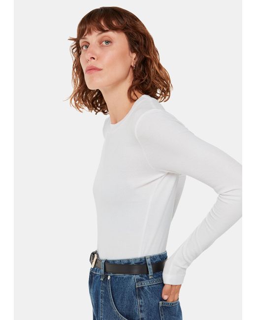 Whistles White Essential Ribbed Crew