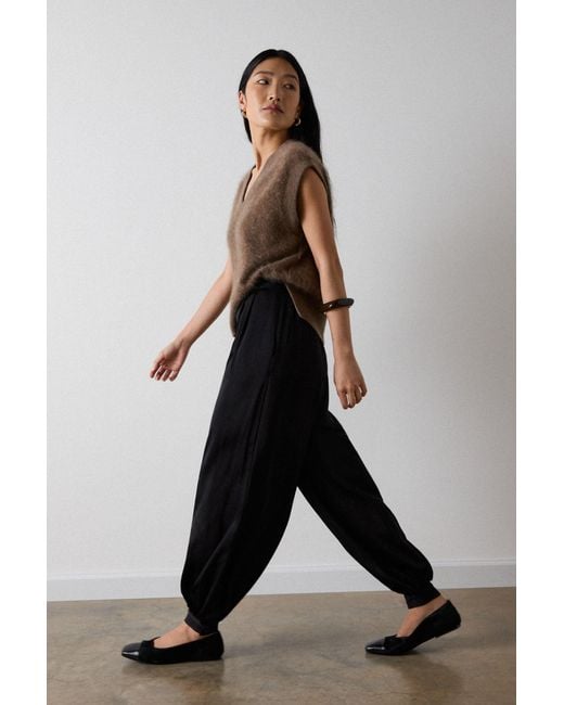Whistles Black Petite Satin Balloon Trouser