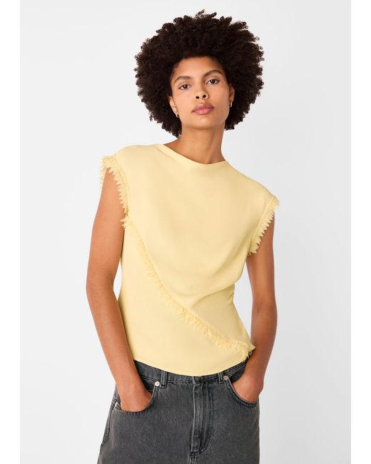 Whistles Natural Toril Textured Trim Detail Top