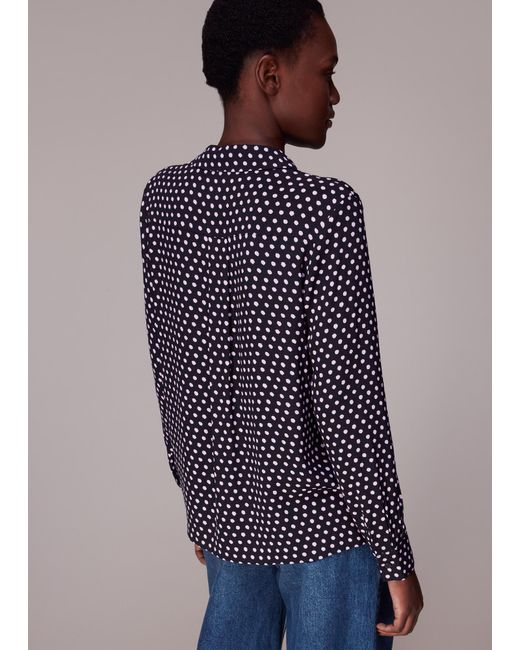 Whistles Blue Dotted Spot Print Shirt