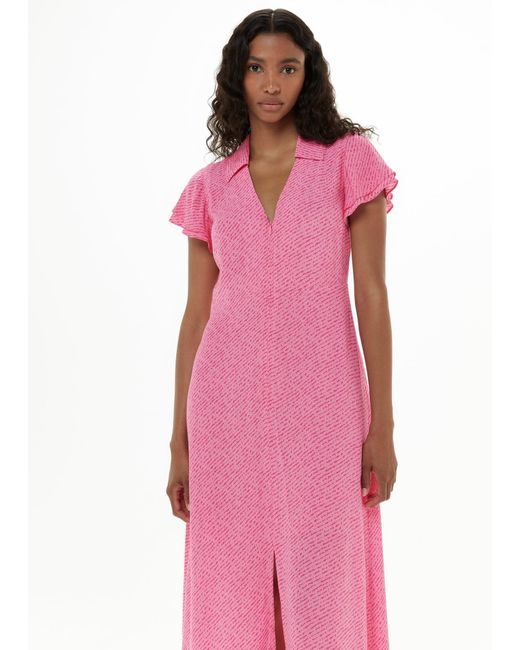 Whistles Pink Nina Diagonal Fleck Midi Dress