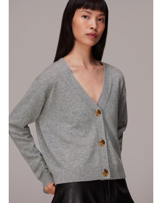Whistles Gray Cashmere Cardigan