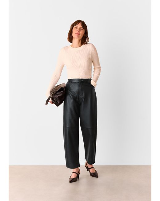 Whistles Black Laura Leather Trouser