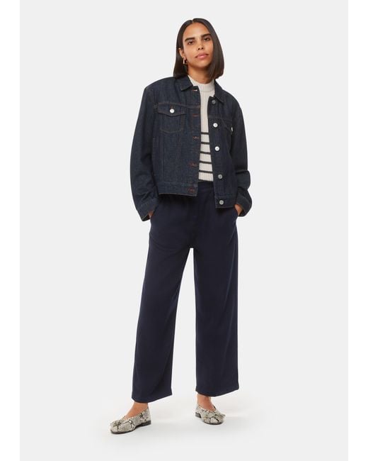 Whistles Blue Cropped Tencel Casual Trousers